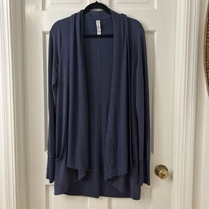 Athleta Pranayama Restore Wrap - Navy Blue Open-Front Draped Cardigan